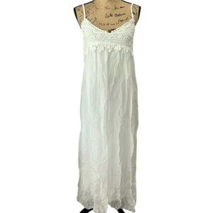 NWT Giusy Made in Italy White Silk Blend Maxi Dress M